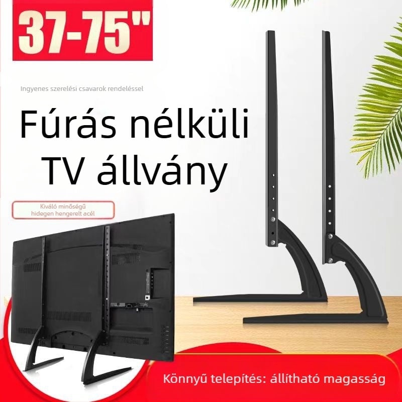 Univerzális TV-állvány, fúrás nélküli, asztali, állítható talp, univerzális 14-75 hüvelykes LCD tévékhez