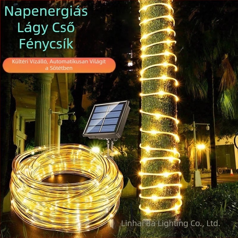 Led napelemes csőfény kültéri vízálló gypsophila rézhuzalos lámpa füzérrel udvari LED hangulatdekoratív fényfüzér