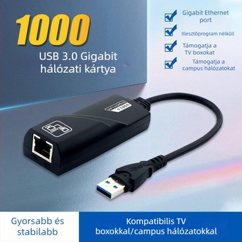 USB Gigabit hálózati kártya illesztőprogram nélküli hálózati kártya interfészhez számítógéphez, táblagéphez átalakító TypeC - RJ45 hálózati kábel interfészhez