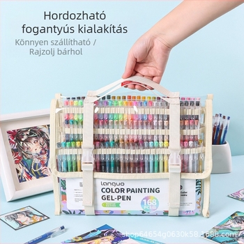 Határokon átnyúló kézikönyv, tollfestés, 162 színű ajándékdoboz-készlet, színes géltoll, akril jelölőtoll, nagy kapacitású
