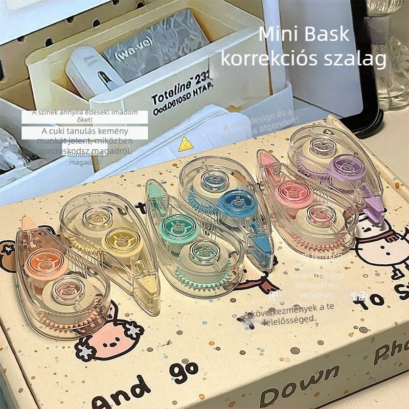 Mini baszk korrekciós szalag öltöny Nagy színértékkel rendelkező, színes, sima korrekciós szalag Hordozható, csendes korrekciós szalag diákoknak