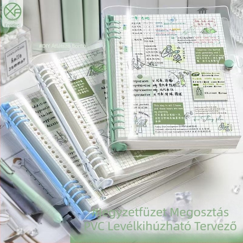 Puha héjú, átlátszó, kivehető lapokkal ellátott jegyzetfüzet, stílusos, nagy értékű, vastagított jegyzetfüzet, univerzális, alsó tagozatos, középiskolás és főiskolás diákok számára