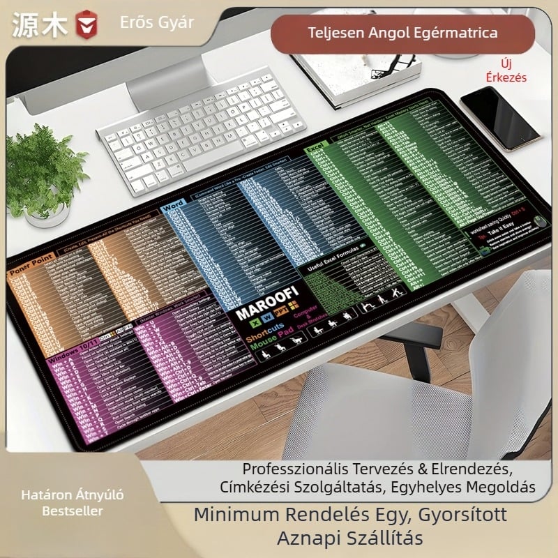 Új angol egérpad, testreszabott, nagyméretű e-sport játékhoz, IP laptophoz, határokon átnyúló, csúszásgátló asztali pad