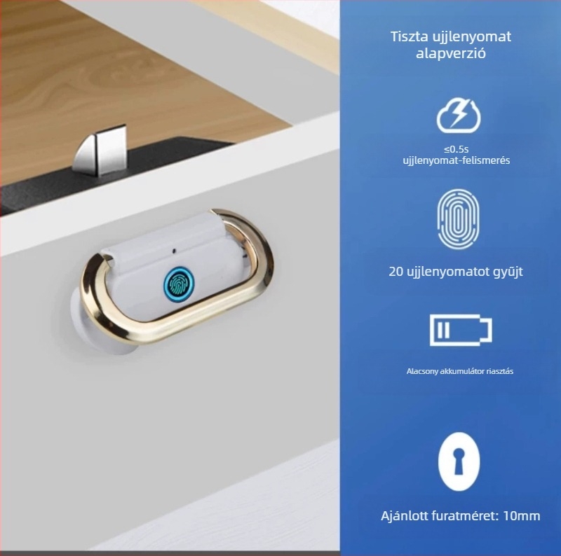 Határokon átnyúló ujjlenyomat-fiókzár, fém rejtett fogantyú, éjjeliszekrényzár, irattartó szekrény, irodabútor elektronikus zár, ujjlenyomat-zár