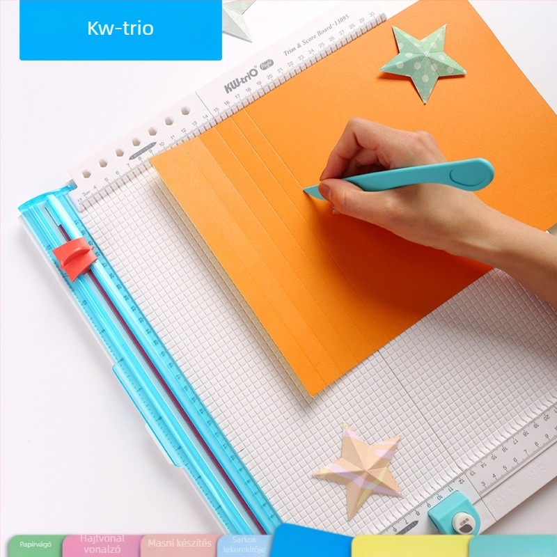 Kiváló 13095 többfunkciós papírvágó szerszámot kaphat, táblaadatok karcolására, hajtásvonalra, 7 az 1-ben kézi fiókvágó papírra