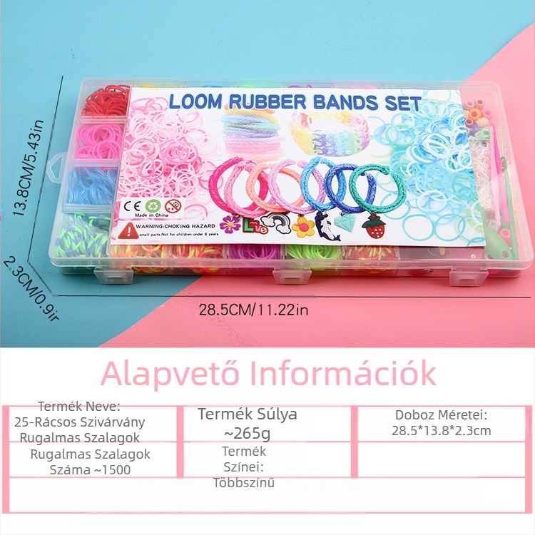 25 rácsos szivárványos gumiszalag Loom Bands gumiszalag öltöny szőtt játék karkötő DIY gyerekeknek szóló oktatási játékok