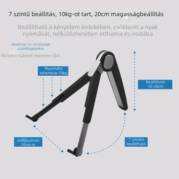 Számítógép tartó, hordozható notebook tartó, hőelvezető tartó, lusta állvány, táblagép tartó, lepényhal állvány
