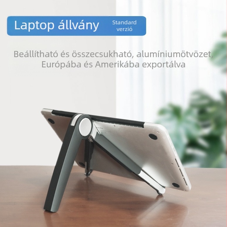 Számítógép tartó, hordozható notebook tartó, hőelvezető tartó, lusta állvány, táblagép tartó, lepényhal állvány