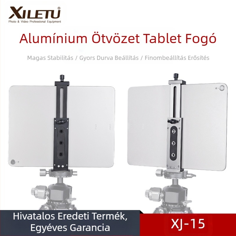 Xyloto XJ15 teljesen fémből készült tabletállvány fotózáshoz univerzális asztali mobiltelefon-támogató állvány élő közvetítés rögzítő klip