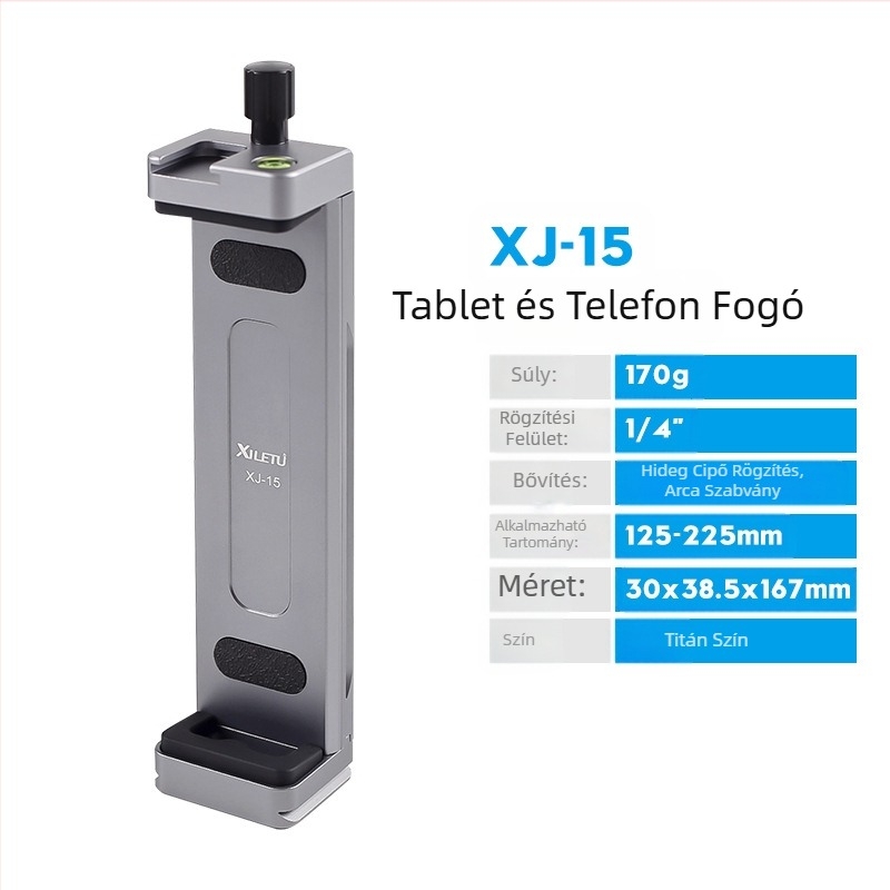 Xyloto XJ15 teljesen fémből készült tabletállvány fotózáshoz univerzális asztali mobiltelefon-támogató állvány élő közvetítés rögzítő klip