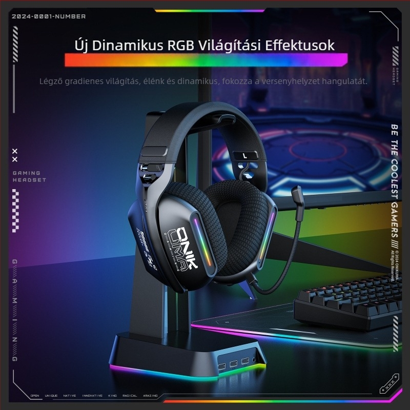 Onikuma X12 számítógépes fejhallgató, fejre helyezhető vezeték nélküli Bluetooth vezetékes játékfigyelő és pozicionáló e-sport fejhallgató