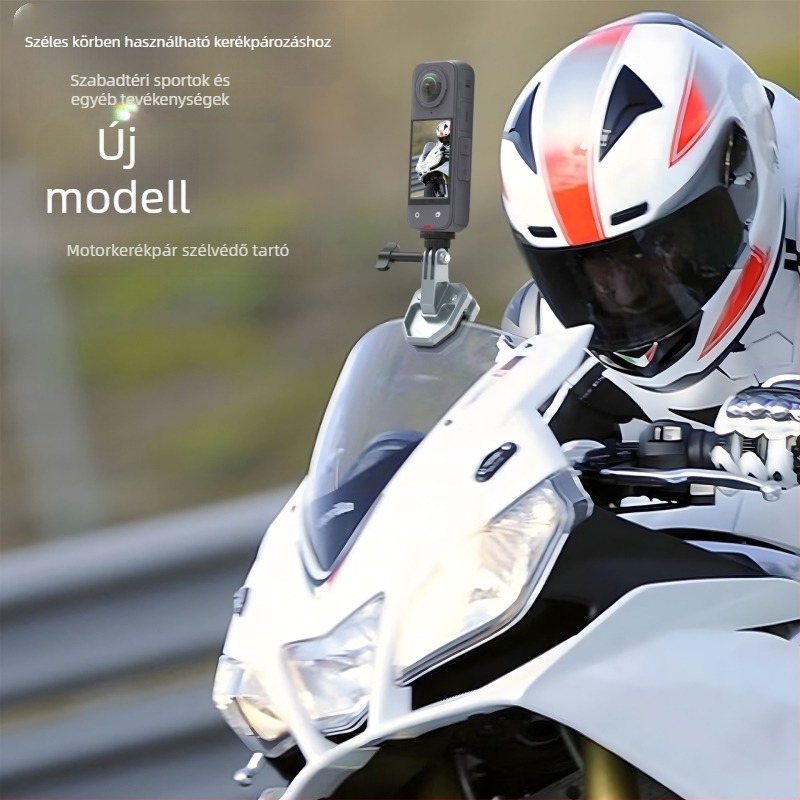 Alkalmas gopro13 DJI INSTA360 kamerához, mobiltelefonhoz, motorkerékpárhoz, elektromos kerékpározáshoz, rögzített szélvédő klipsz tartóval