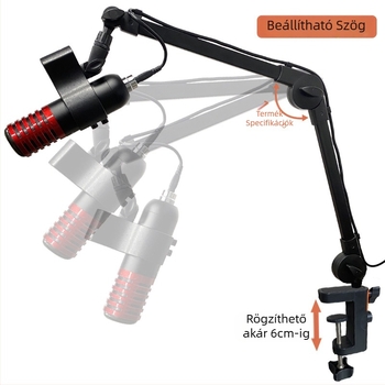 Új, fixpontos, rugó nélküli, fém klipszes mikrofonkonzol élő közvetítéshez, nagykereskedelmi mikrofonkonzol