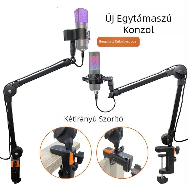 Új, fixpontos, rugó nélküli, fém klipszes mikrofonkonzol élő közvetítéshez, nagykereskedelmi mikrofonkonzol