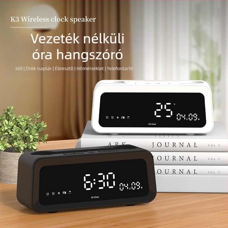 Határokon átnyúló forrásból származó gyári K3 óra ébresztőóra Bluetooth hangszóró vezeték nélküli basszus új kreatív képernyőkijelző számítógép audio
