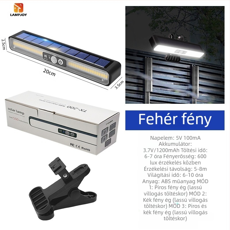 Határokon átnyúló robbanásveszélyes kültéri kemping vízálló napelemes lámpa szuper fényes udvari otthoni emberi test indukciós lépcsőház világítás