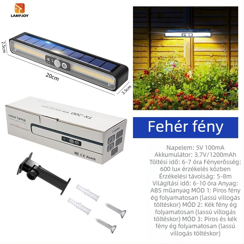 Határokon átnyúló robbanásveszélyes kültéri kemping vízálló napelemes lámpa szuper fényes udvari otthoni emberi test indukciós lépcsőház világítás