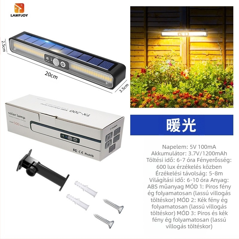 Határokon átnyúló robbanásveszélyes kültéri kemping vízálló napelemes lámpa szuper fényes udvari otthoni emberi test indukciós lépcsőház világítás