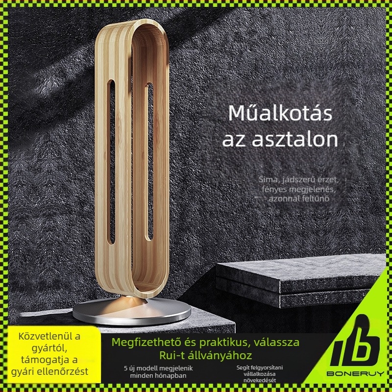 Boneruy fejhallgató állvány alumínium ötvözetből készült asztali bambusz szilikon művészeti tárolóállvány játék fejhallgató állvány