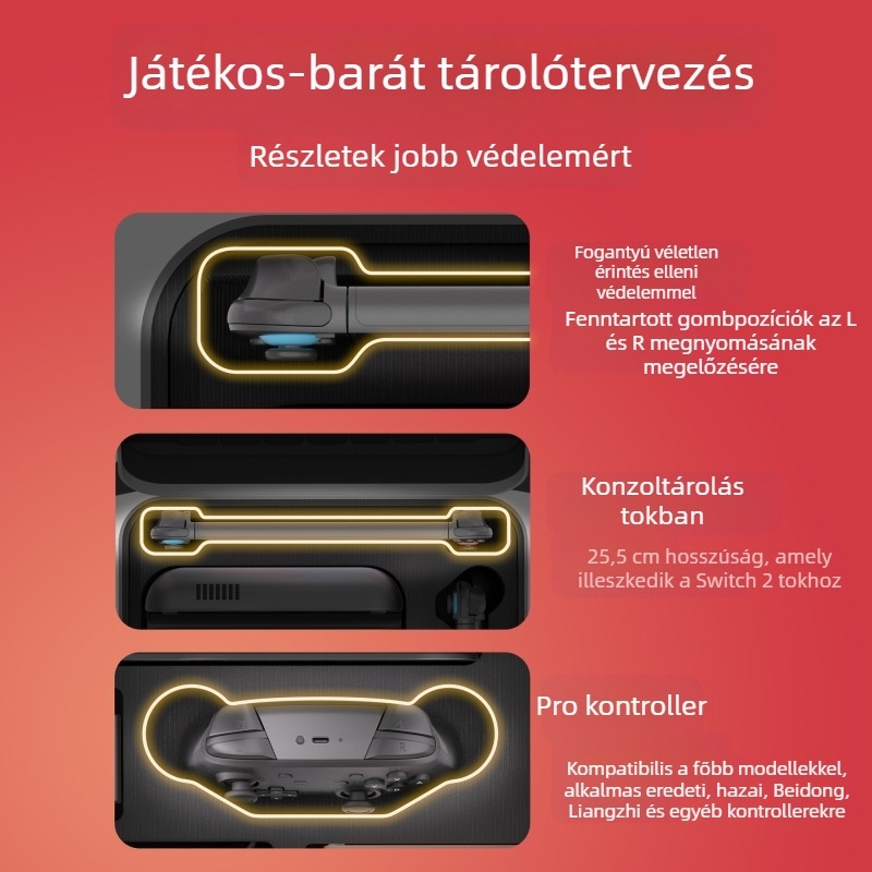 Alkalmas Switch2 kozmetikai táskához, multifunkciós játékvezérlő védőtáskához, Nintendo játékkonzol kemény héjú keresztpántos táskához
