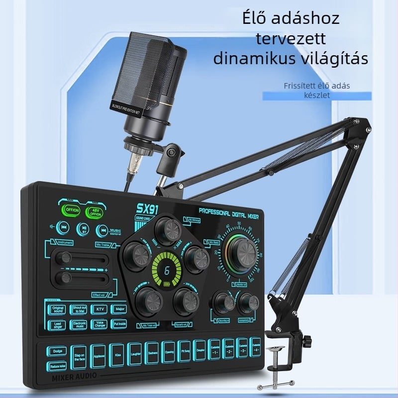 Határokon átnyúló hangkártya élő öltöny mobiltelefon számítógép élő 48V fantasy tápegység egyedi hangjáték karaoke