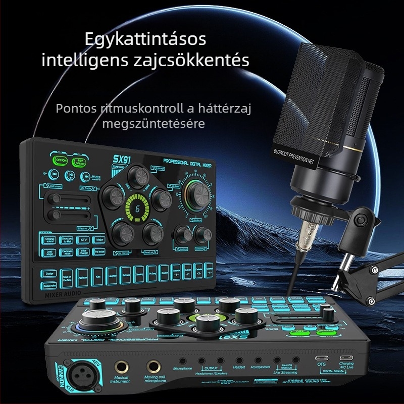 Határokon átnyúló hangkártya élő öltöny mobiltelefon számítógép élő 48V fantasy tápegység egyedi hangjáték karaoke