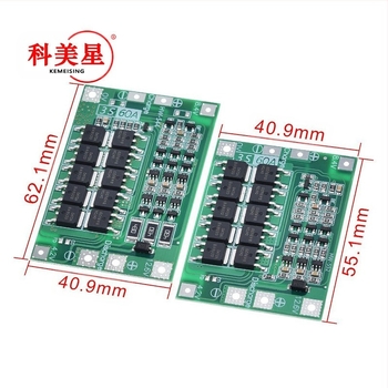 3 db 11,1 V-os 12,6 V-os 18650 lítium akkumulátorvédő panel kiegyenlítő sávval, fokozott 60 A-es áramelosztó porttal