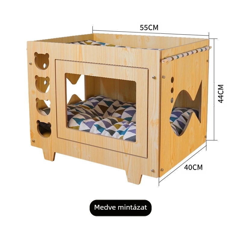 Macskaháztartási kétrétegű függőágyfészek integrált macskafelszerelések macskafészek puha párna fa üreges illesztésű macskafészek
