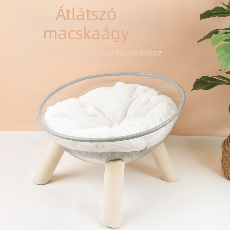 Macska átlátszó térkapszula macskafészek macska mászóka tömörfa PET macskaház gömb alakú fa macska szülőszoba minden évszakban