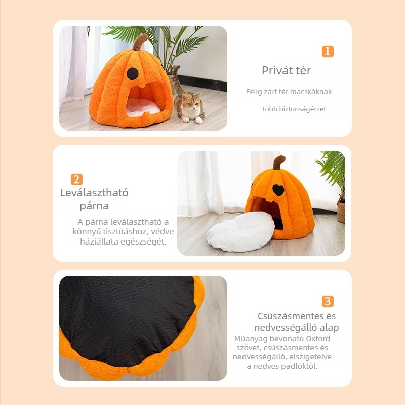Halloween tök macskafészek határokon átnyúló őszi és téli meleg macskaház zárt macska- és kutyafészek kisállat halloween kisállat