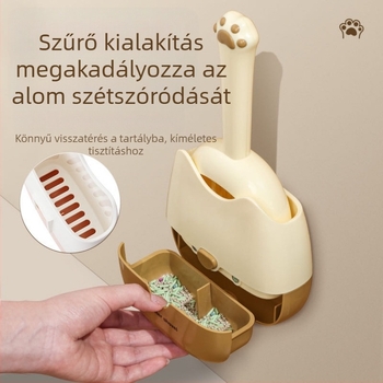 Határokon átnyúló új termék: kétszínű, falra szerelhető macskaalom-lapát kettős specifikációval; kettő az egyben falra szerelhető kialakítás a kényelmesebb tárolás és szagtalanítás érdekében.