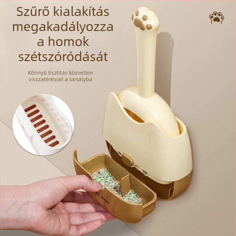Határokon átnyúló új termék: kétszínű, falra szerelhető macskaalom-lapát kettős specifikációval; kettő az egyben falra szerelhető kialakítás a kényelmesebb tárolás és szagtalanítás érdekében.