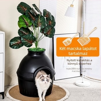 Amazon Pet Cat Fészek Macskaalom Doboz Zárt Zöld Növényes Extra Nagy Fröccsenésmentes Macskavilla Semleges Minden Évszakra