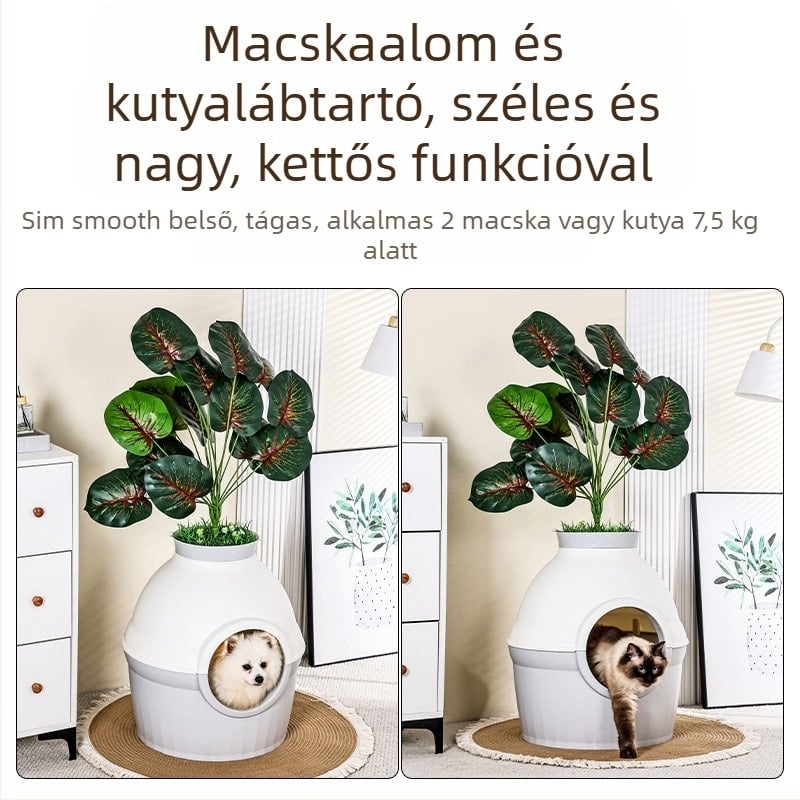 Amazon Pet Cat Fészek Macskaalom Doboz Zárt Zöld Növényes Extra Nagy Fröccsenésmentes Macskavilla Semleges Minden Évszakra