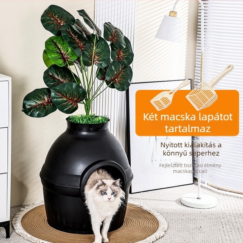Amazon Pet Cat Fészek Macskaalom Doboz Zárt Zöld Növényes Extra Nagy Fröccsenésmentes Macskavilla Semleges Minden Évszakra