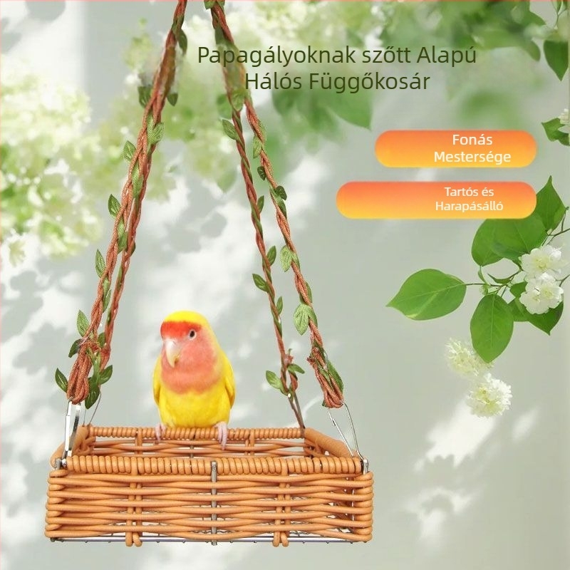 Rattan utánzatú madárfészek függőkosár függőágy felakasztható függőfészek nyári lélegző könnyen tisztítható retro papagájfészek hálófészek dropshipping