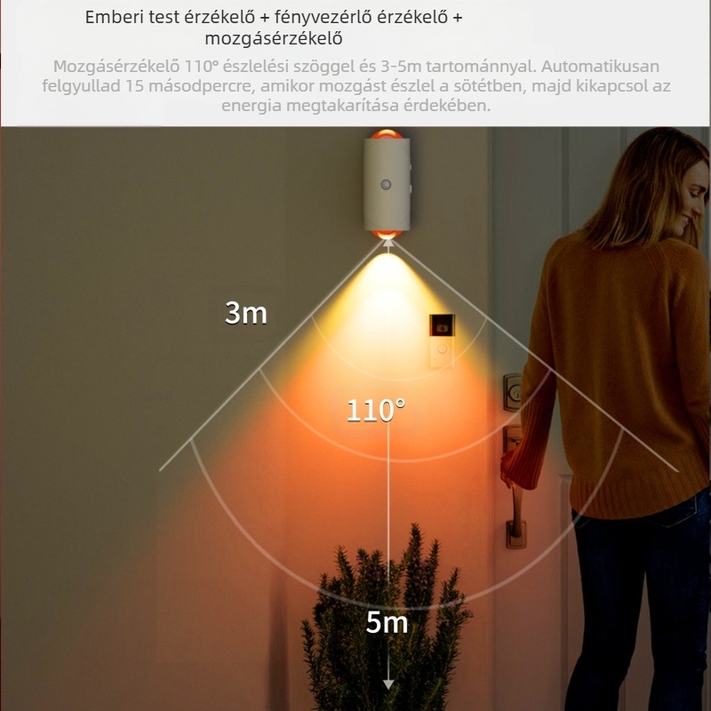 Határokon átnyúló új termékek intelligens vezérlésű színes gradiens légkörű éjszakai fény emberi test indukciós lámpa hosszú élettartam