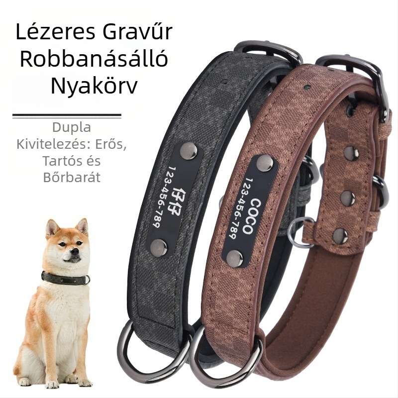 Határokon átnyúló kutyanyakörv, pamut, gravírozható, retró, elveszettnek ellenálló, nagy, közepes és kis méretű kutyanyakörv