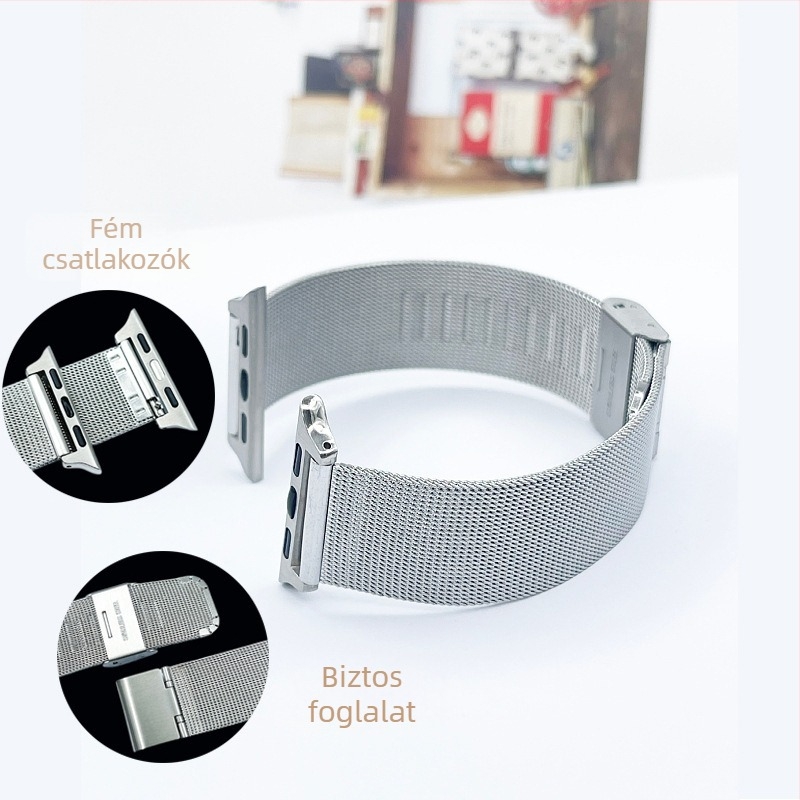 Alkalmas Dw rozsdamentes acél Huawei Gt 5m Lan尼斯 hálós szíj Apple iWatch egy-/dupla csattal 04 vonalas óraszíjhoz