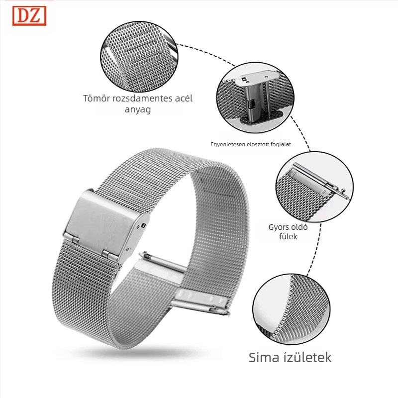 Alkalmas Dw rozsdamentes acél Huawei Gt 5m Lan尼斯 hálós szíj Apple iWatch egy-/dupla csattal 04 vonalas óraszíjhoz