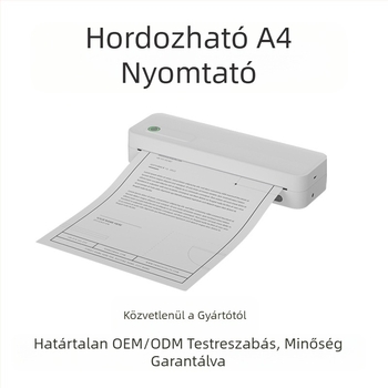 A4-es nyomtató otthonra Kis vezeték nélküli Bluetooth hordozható kézi A4-es tinta nélküli hőnyomtató otthonra csatlakoztatva mobiltelefonhoz