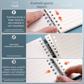 Ne köhögd fel a kezed, kivehető lapokkal ellátott jegyzetfüzet, egyszerű, színes, irodalmi és művészeti, vastagított retró diákfüzet, irodai vízszintes vonalvezetésű jegyzettömb