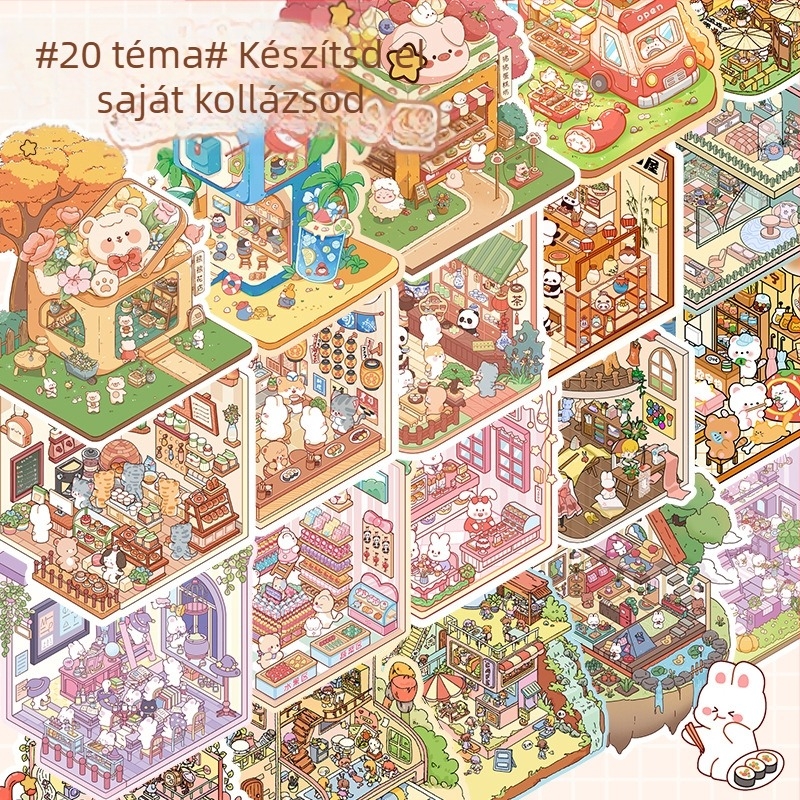 Aranyos kertészeti matricakészlet, miniatűr jelenetgyűjtemény, rajzfilm kézikönyv matricák, gyerekeknek szóló oktatójáték matricák, matricák