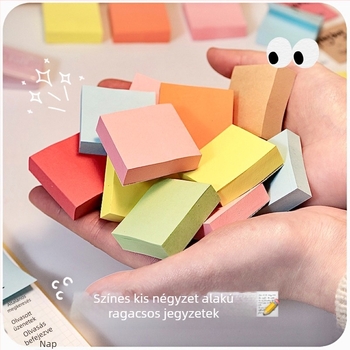 Színes Post-it jegyzettömbök, nagy színértékű öntapadós Post-it jegyzettömbök, alsó tagozatos diákok kézi számla irodai indexcímke felragasztása, általános iskola