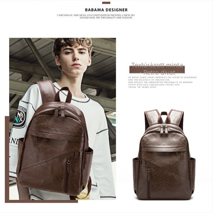 Új retro hátizsák férfi koreai stílusú női hátizsák kézitáska alkalmi diák iskolatáska utazó pu bőr számítógéptáska