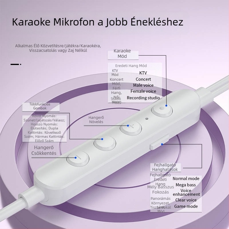 Speciális fejhallgató K-song Anchor Live hangkártyához, hangváltós fejhallgató, sztereó hangváltós fejhallgató Apple 15 Huawei készülékhez