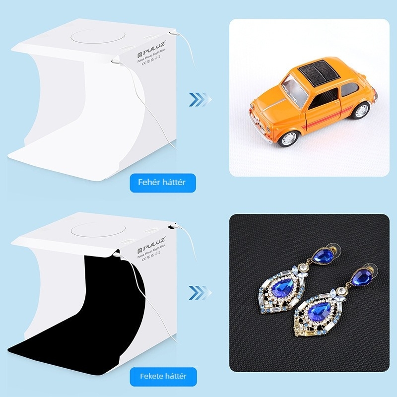Kellékek Ékszerek Fehér háttér Termék Softbox Kis Mini Stúdió Fotókitöltő lámpa Fotóasztal