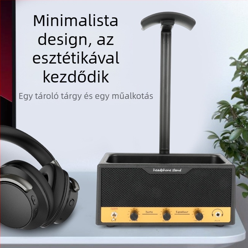 2025 Új Retro Hangszóró Fejhallgató Kijelző Állvány Asztali Tárolódoboz Rock Style Tolltartó Felcímkézhető