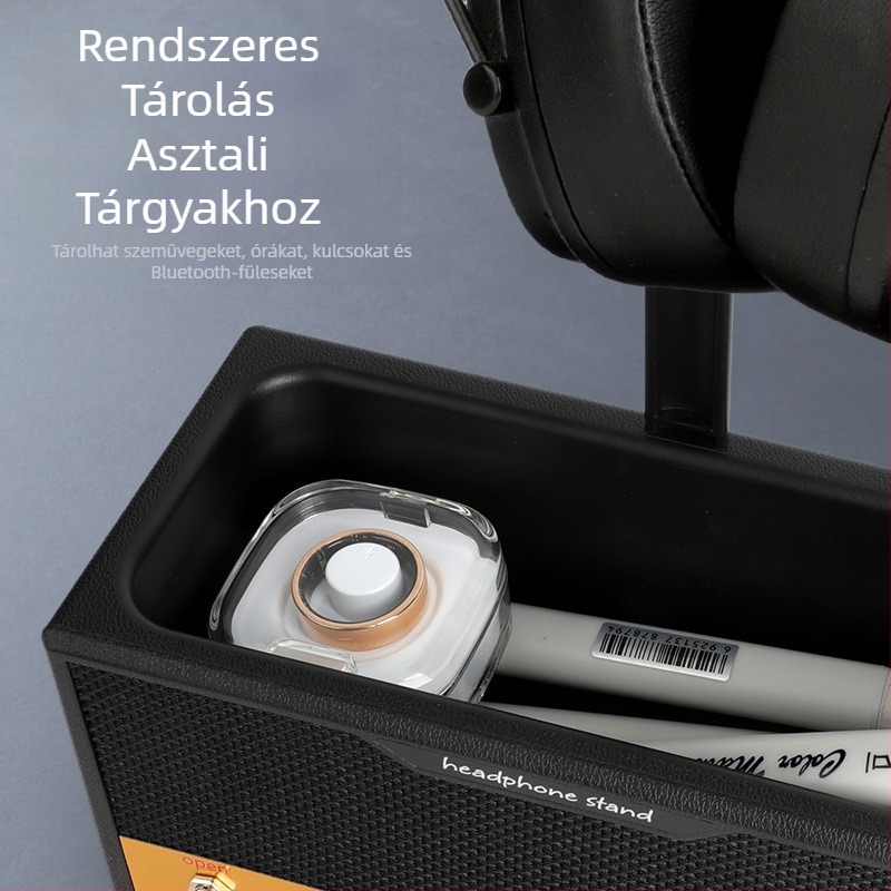 2025 Új Retro Hangszóró Fejhallgató Kijelző Állvány Asztali Tárolódoboz Rock Style Tolltartó Felcímkézhető