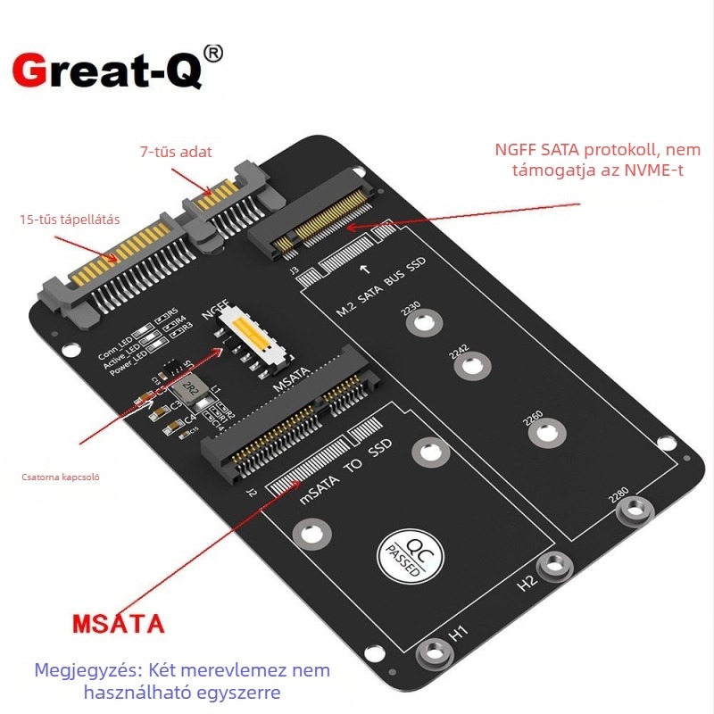 Új M.2 NGFF/MSATA - SATA3 2 az 1-ben SSD SSD 2,5 hüvelykes merevlemez-adapterkártya